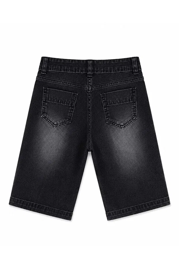 Детские шорты джинсовые для мальчиков Beli adjustable elastic waist pocketed cotton denim capri shorts Dgs Kids, Black — фото 3