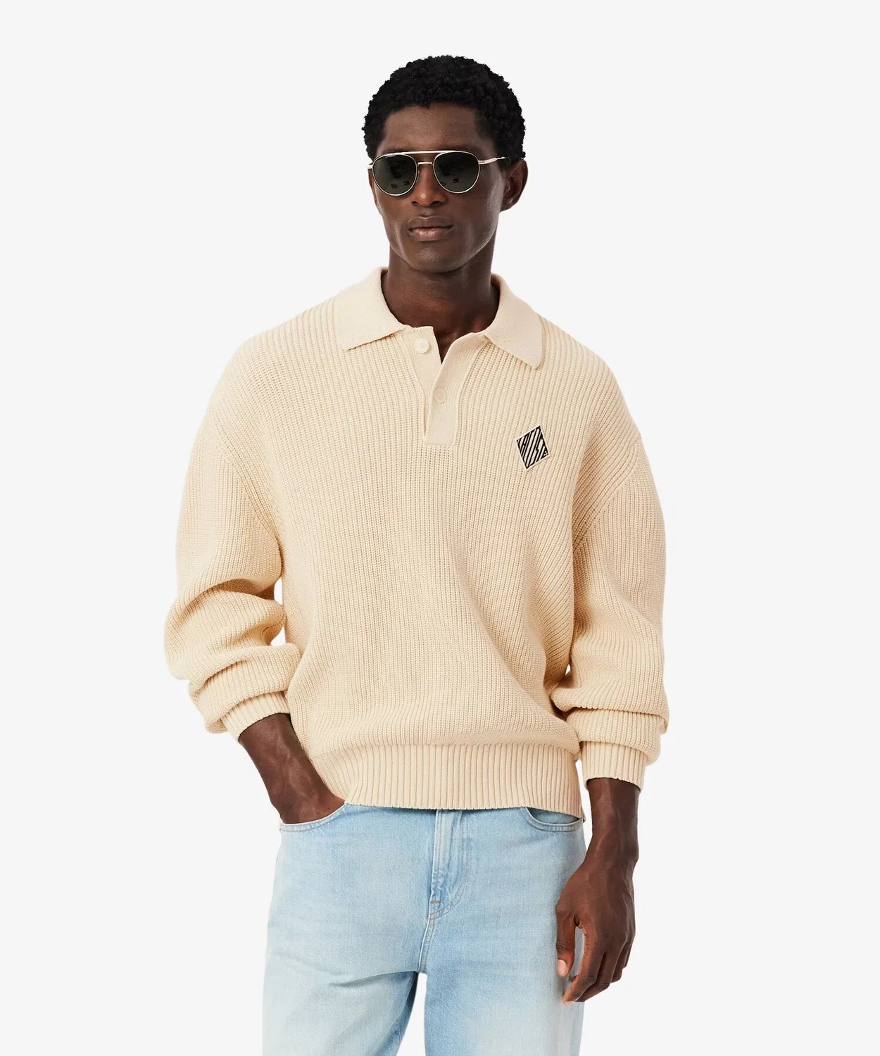 Мужское поло-свитер с длинным рукавомLACOSTE, Ivory