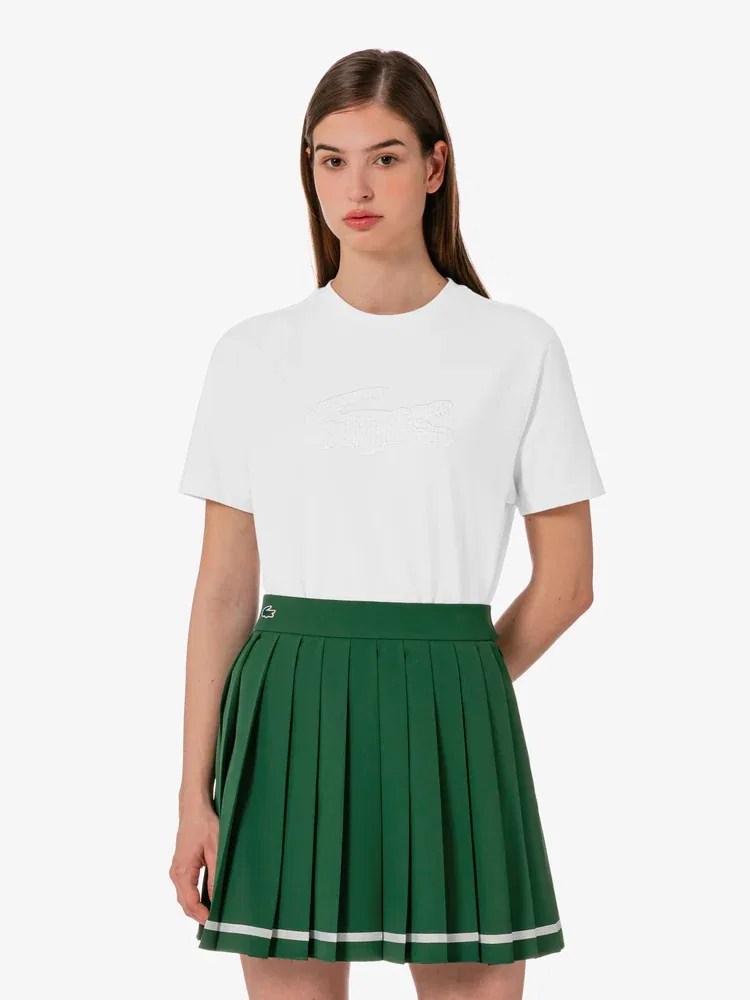 Футболка LACOSTE TF600E, с кружевным воротником, белая
