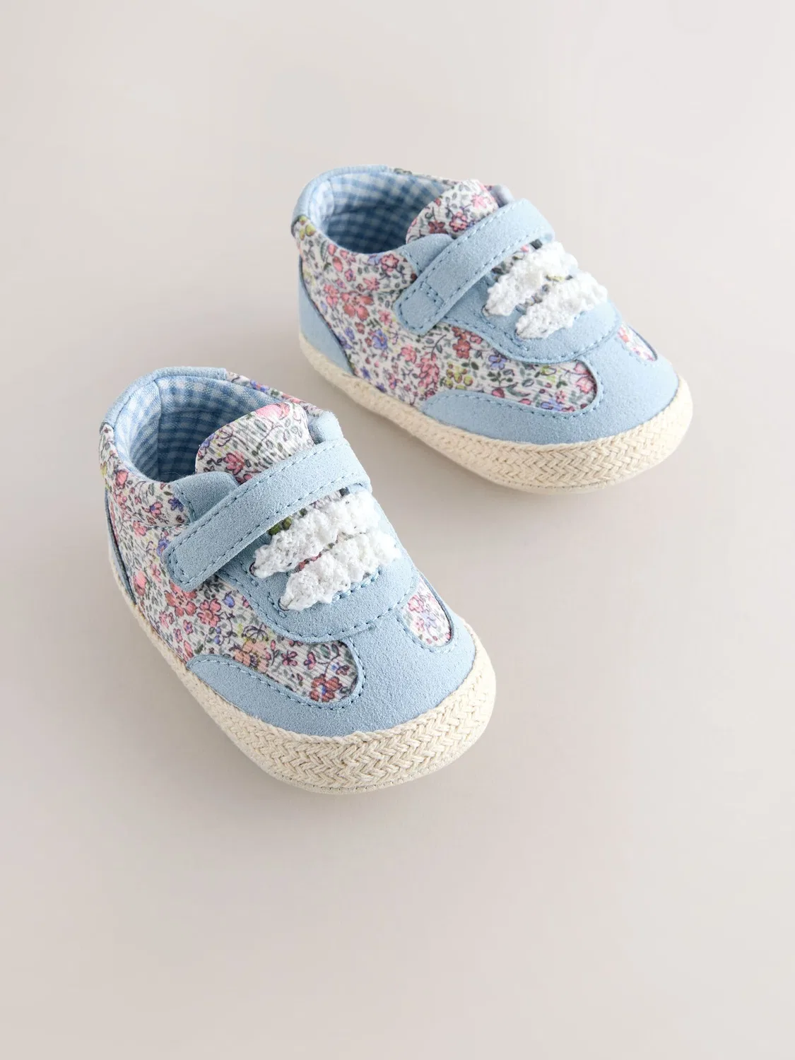 Кроссовки детские с цветочным принтом, на липучках Next, Blue Floral
