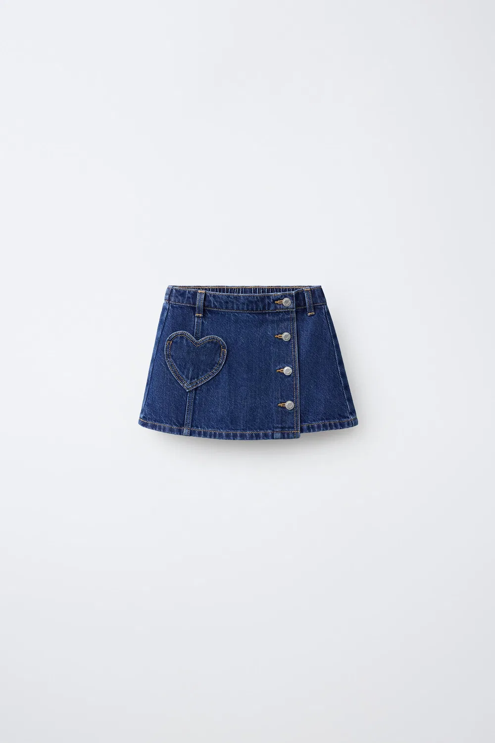 Джинсовая юбка с карманом в форме сердца ZARA, Blue