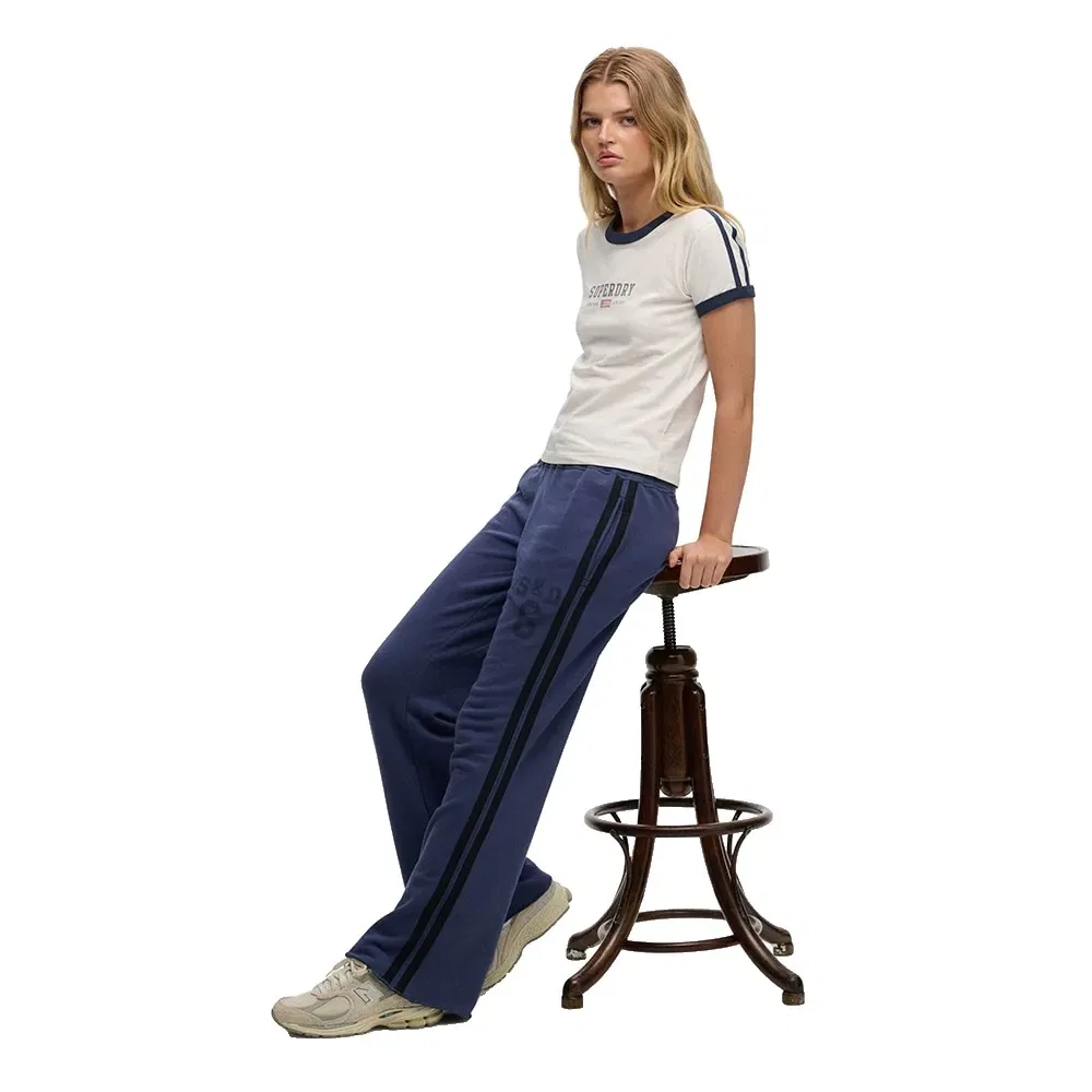 Джоггеры спортивные Superdry Athletic Essential Stripe Flare, синий — фото 4