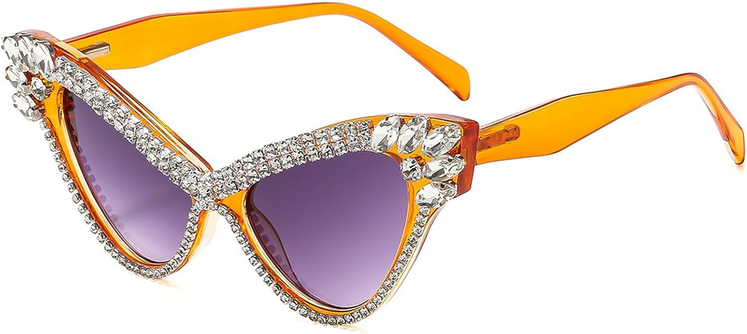 

Винтажные солнцезащитные очки большого размера со стразами для женщин, модель «кошачий глаз», модные ретро-очки в стиле 90-х, с крупной оправой и бриллиантами mincl, C1