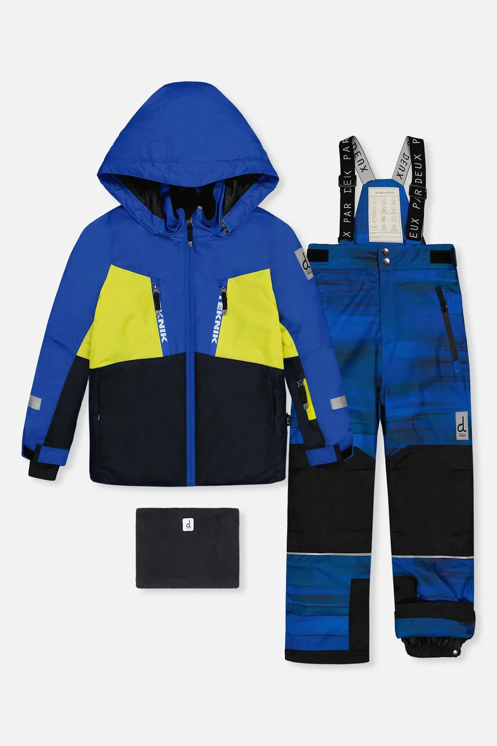 Детский комбинезон для мальчиков зимний утепленный Two Piece Teknik Snowsuit Deux par Deux, Royal Blue And Yellow