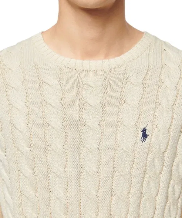 Свитер из хлопка, кабельная вязка, Polo Ralph Lauren, айвори — фото 3