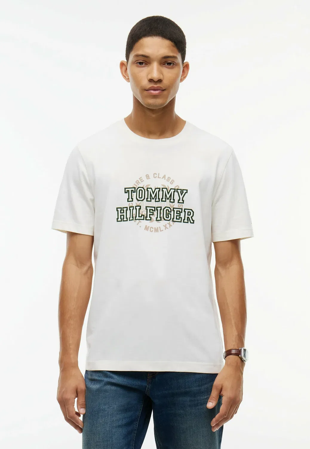 Футболка с принтом и логотипом Varsity Tommy Hilfiger, Ivory Petal