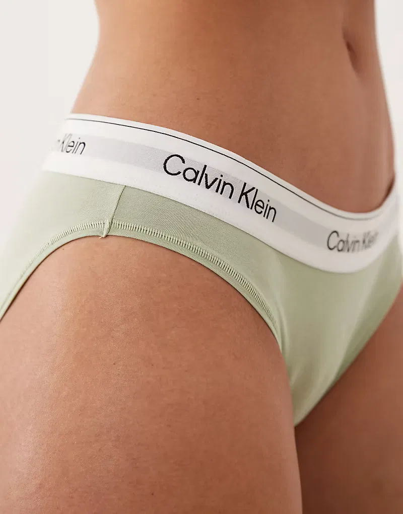Трусики-бикини Calvin Klein Icon из хлопка и модала фисташково-зеленый — фото 4