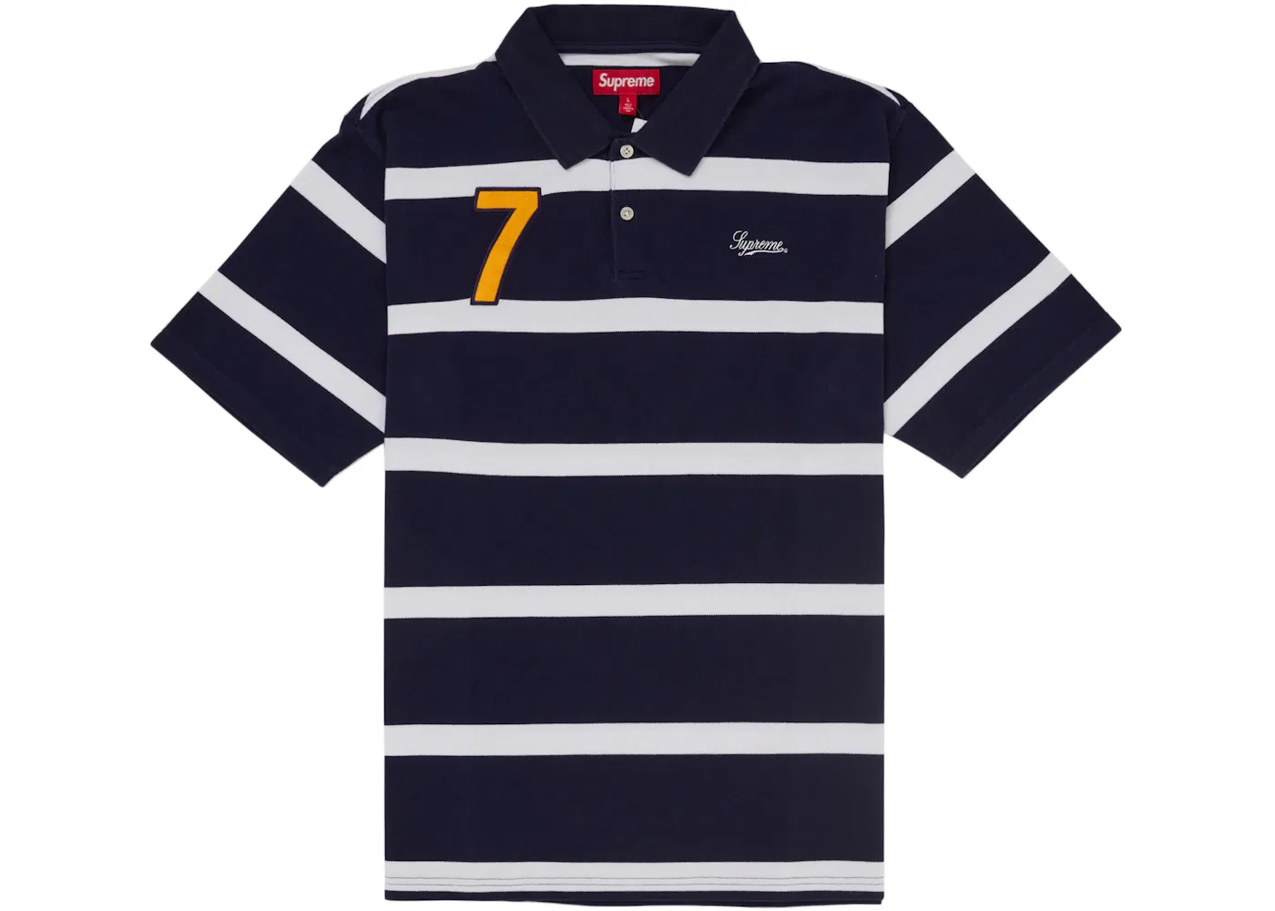 Мужское поло с принтом Supreme Polo Navy Stripe