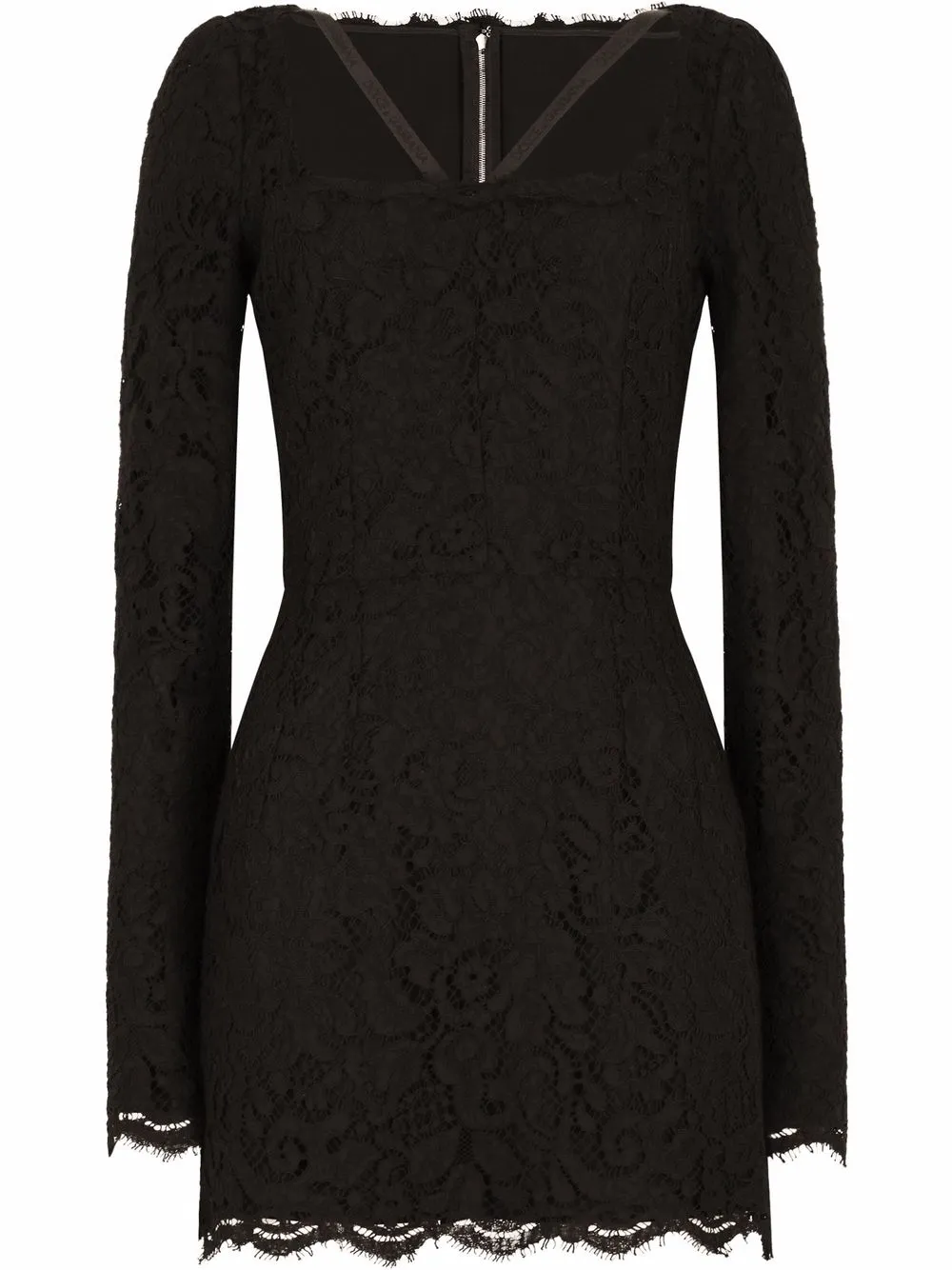 

Кружевное платье мини с длинными рукавами DOLCE & GABBANA, черный
