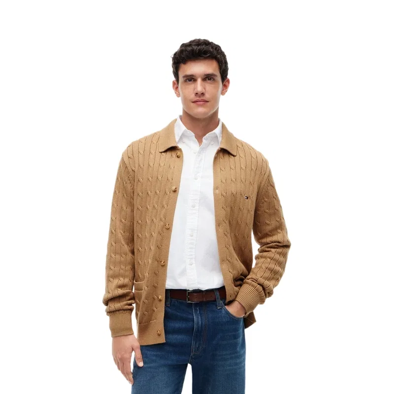 Мужское вязаное изделие с лацканами Khaki RBC Tommy Hilfiger