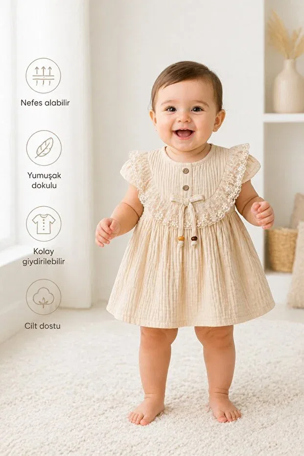 Детское платье для девочек кружевное Meteor Baby, Nude Color