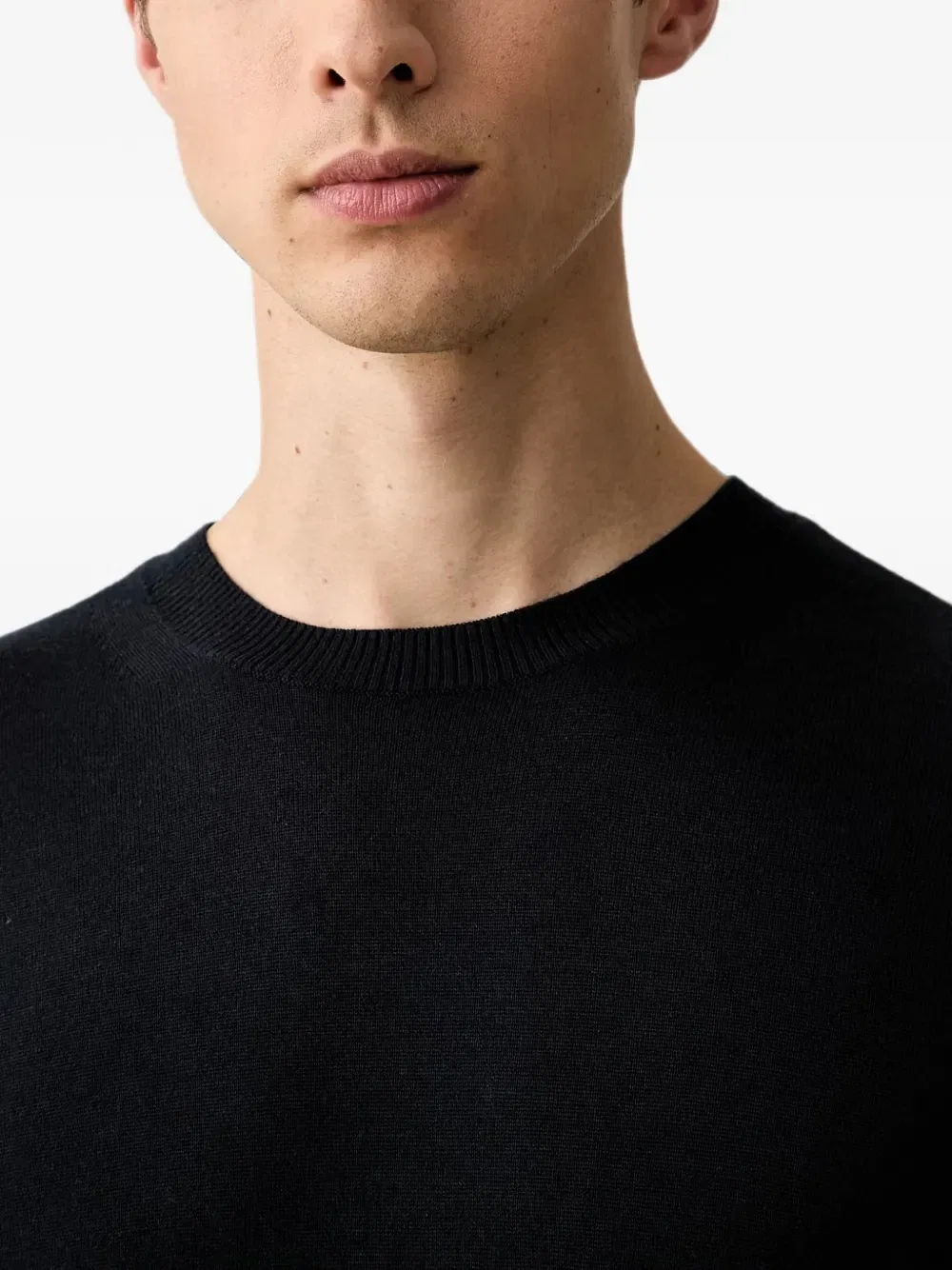 Шелковый и кашемировый свитер Emporio Armani, синий — фото 4