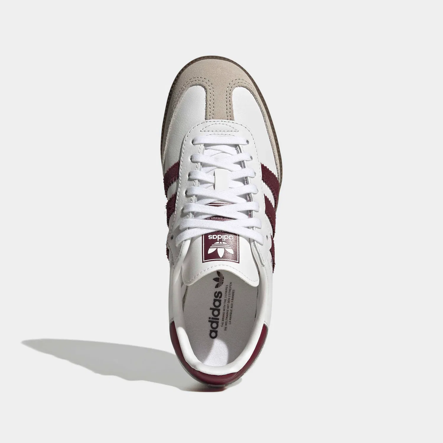 Детские кожаные кроссовки с тремя полосками Adidas Originals, Cloud White/Maroon — фото 4
