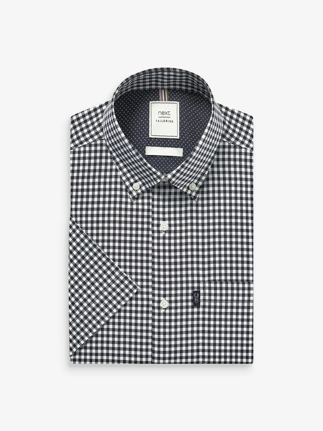 Рубашка Oxford Regular Fit, легкое глажение Next, темно-синий в белую клетку — фото 3