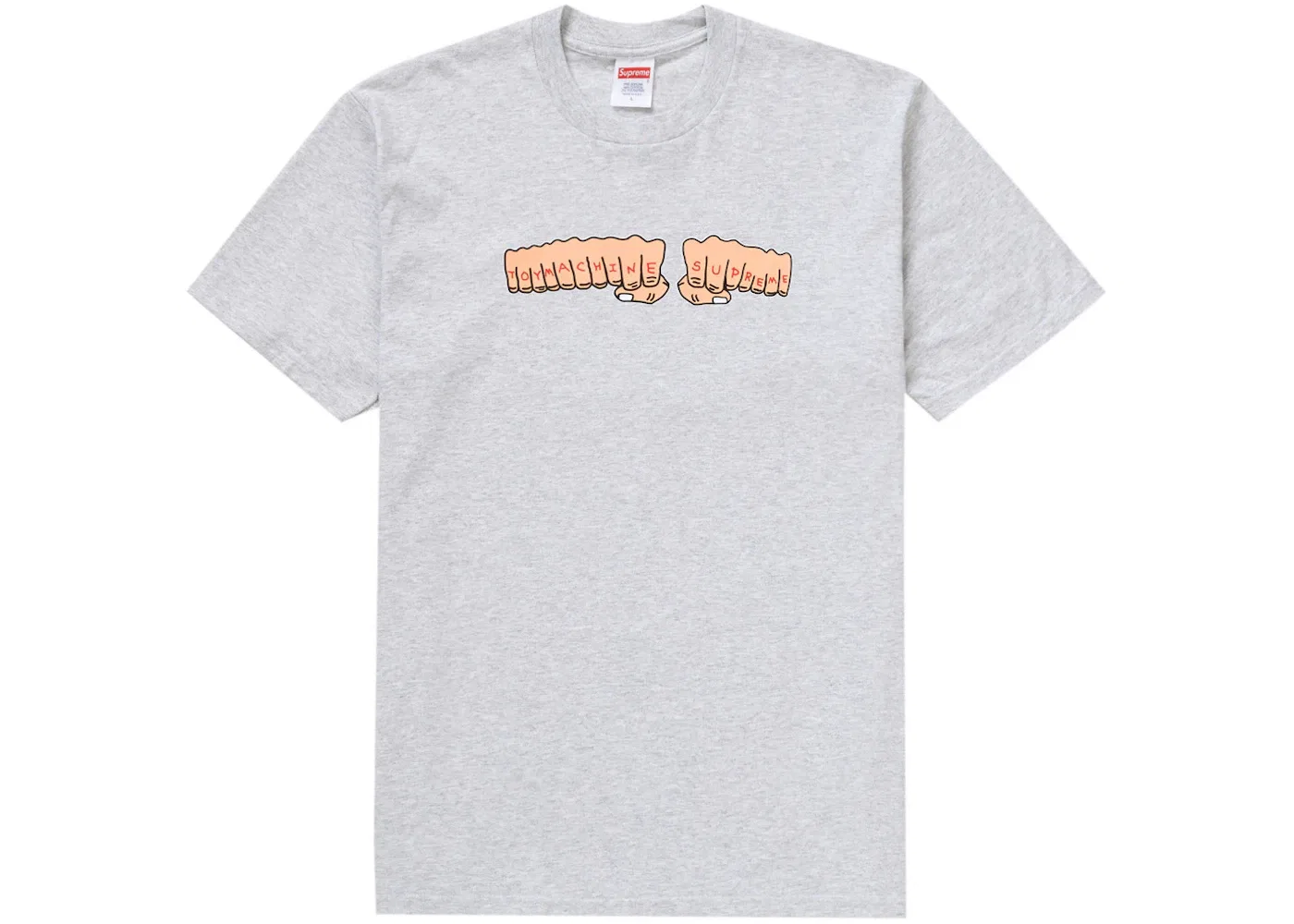 Мужская футболка с принтом Supreme Toy Machine Fist Tee, Ash Grey
