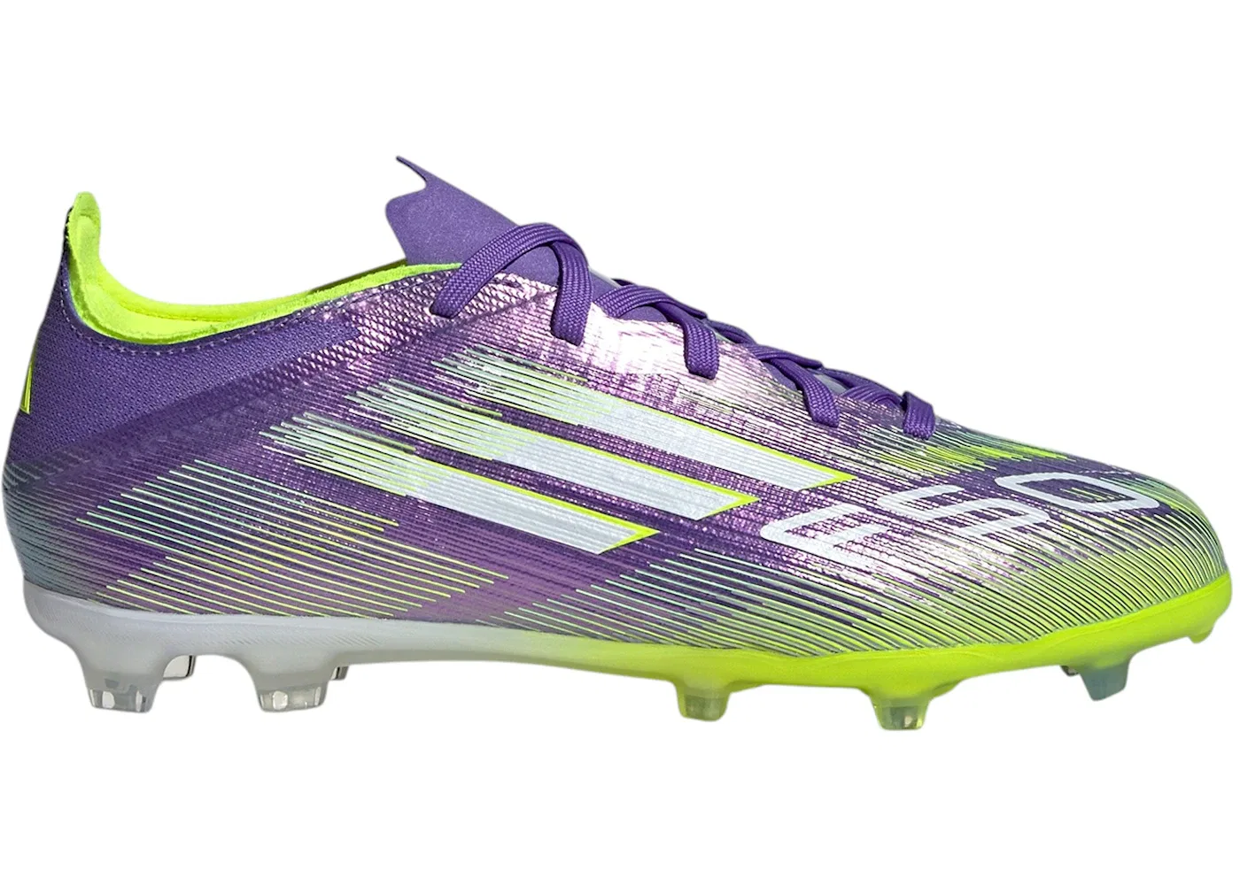 Детские бутсы с принтом Adidas F50 Elite FG, Purple Rush Cloud White Lucid Lemon