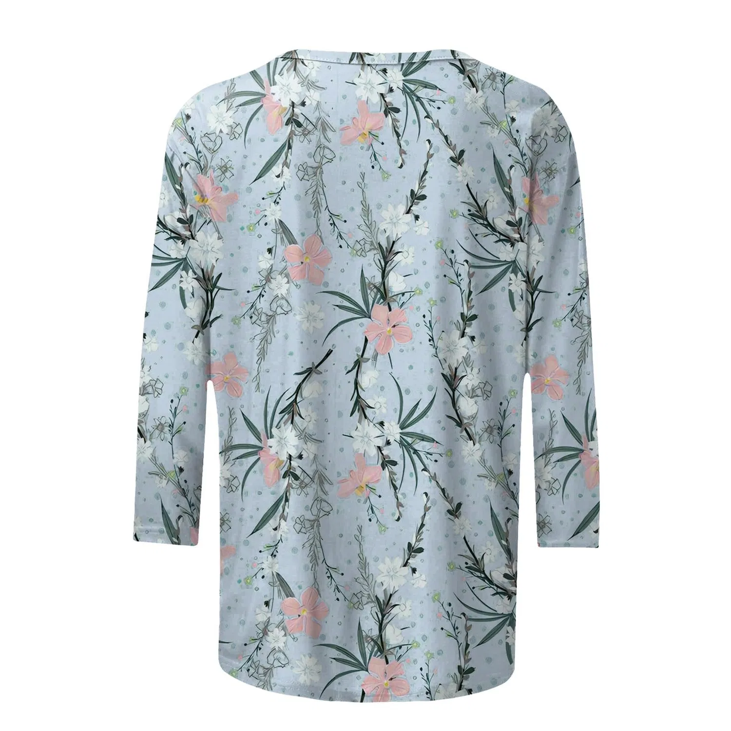 Женская футболка с принтом Plus Size T-Shirts 3/4 Sleeves, Blue Sky #1 — фото 4