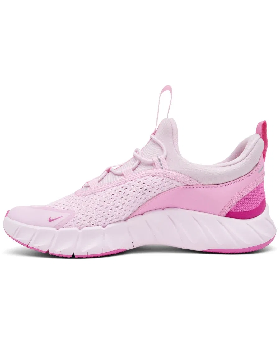 Детские кроссовки с эластичными шнурками Free Ride Elastic Lace Nike, Pink Rise White — фото 3