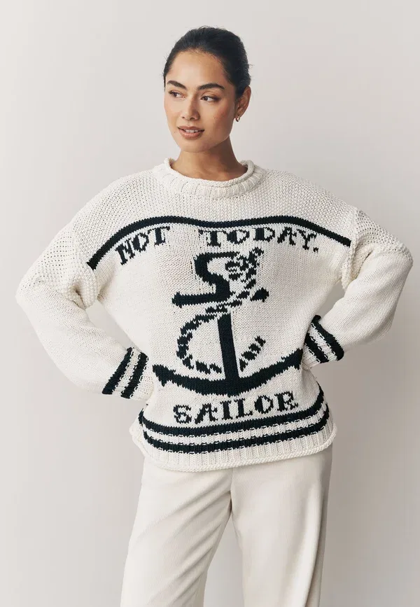 Джемпер с принтом Sailor Slogan Next, белый, синий