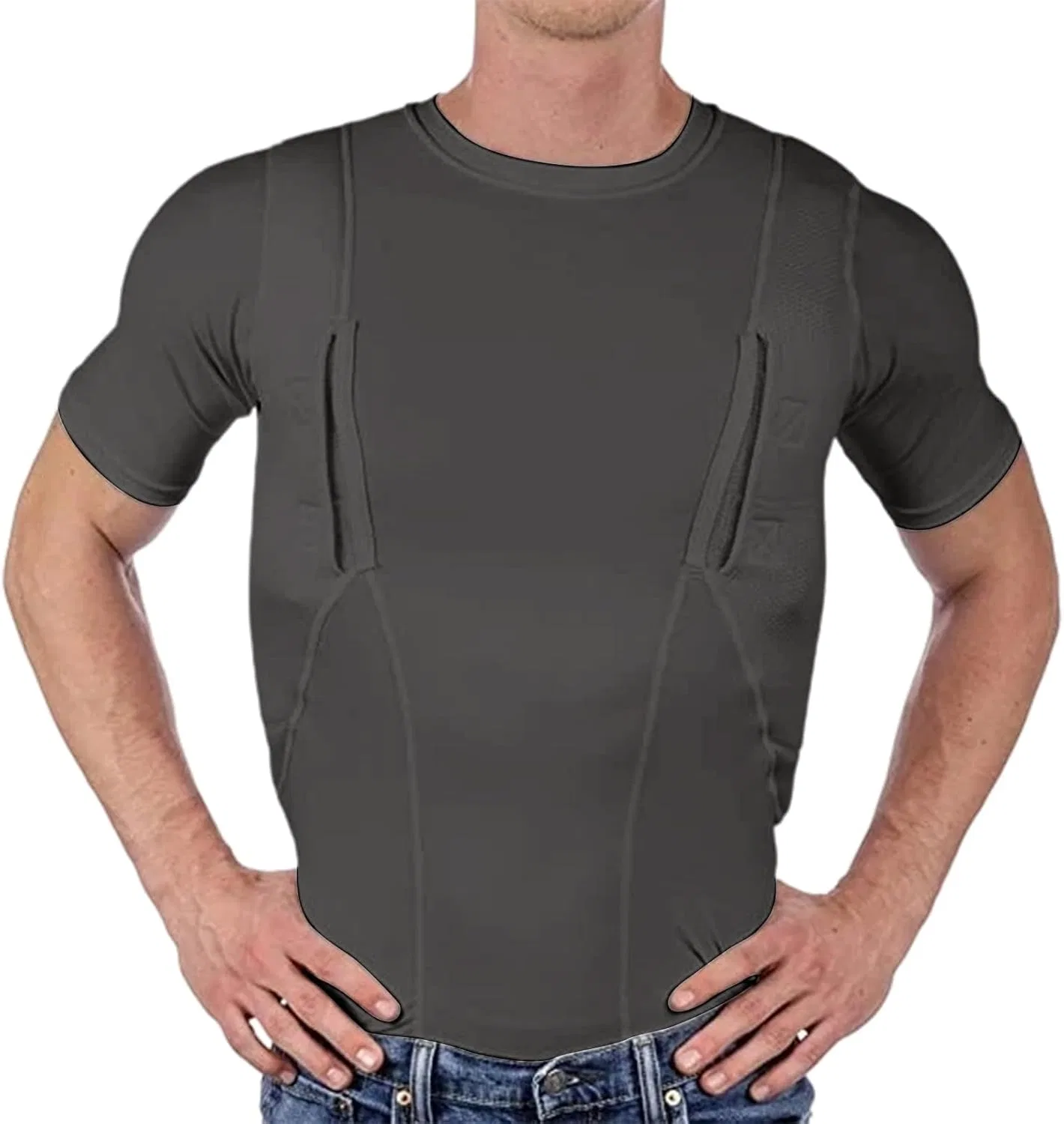 Мужская футболка с scoop neck и карманом, Dark Gray
