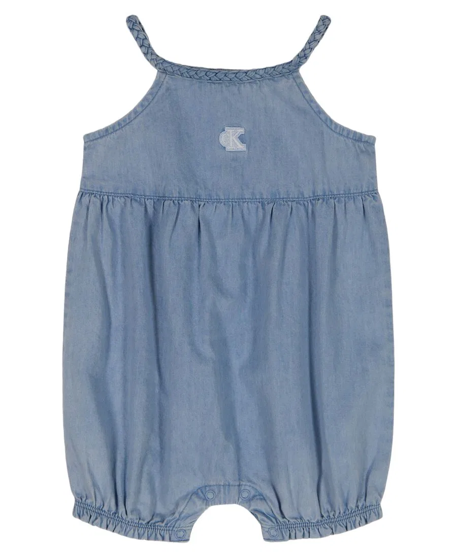 Боди-комбинезон с вышивкой и кружевной отделкой Calvin Klein, Blue