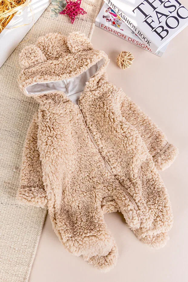 Детский комбинезон с капюшоном Welsoft Plush Winter Babymod, Beige