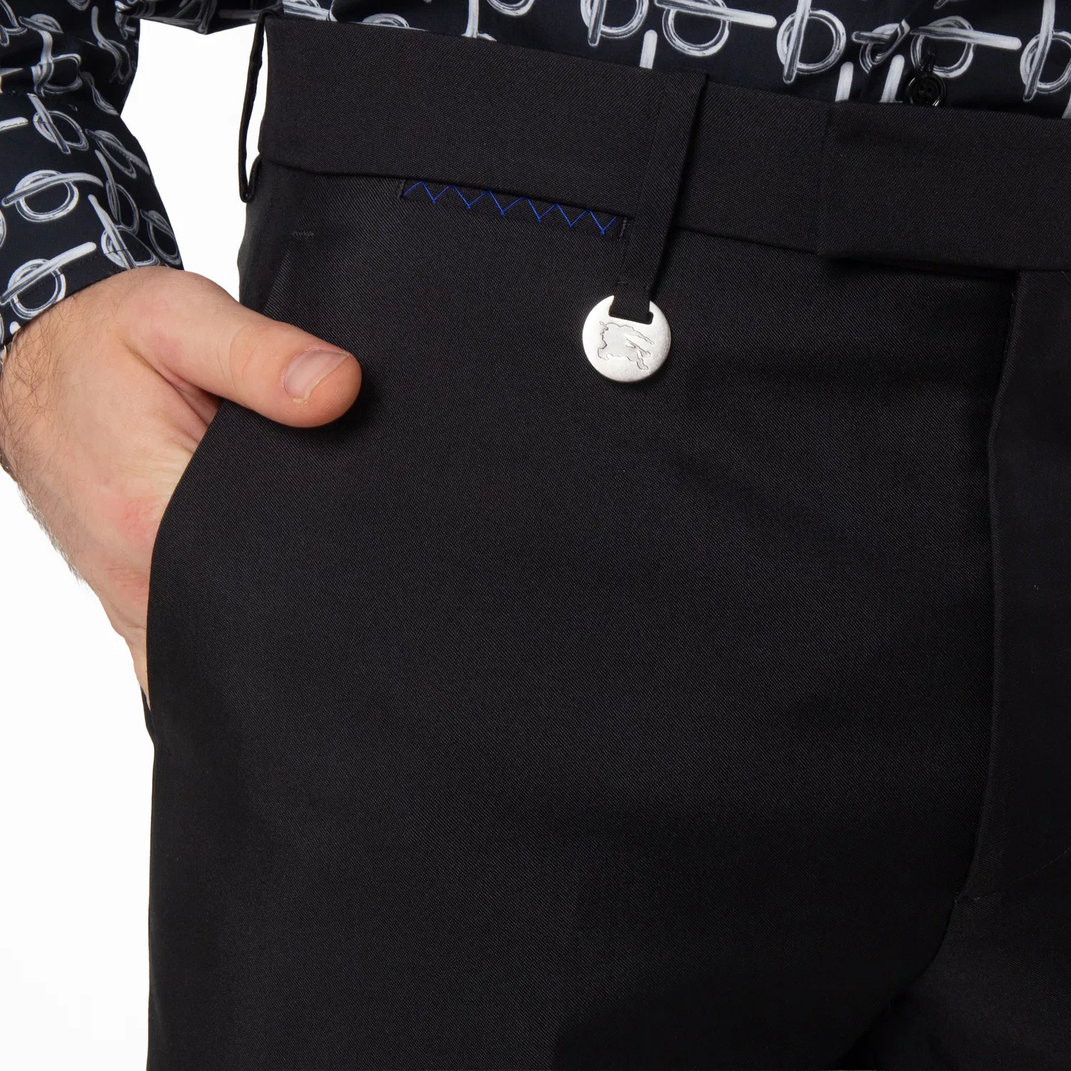 Брюки классические из шерстяной смеси Wool-Blend Tailored Trousers Burberry, Black — фото 2