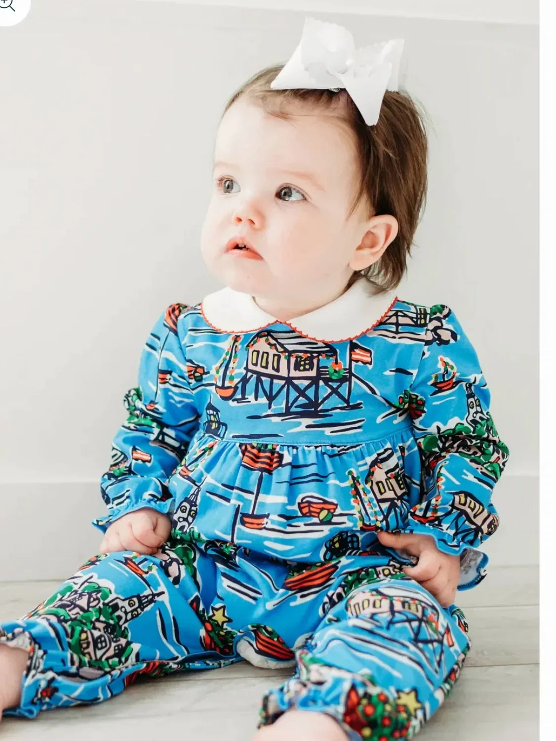 Детский боди-комбинезон для девочек с принтом Harborside Maddie & Connor Co., Blue Multi — фото 2