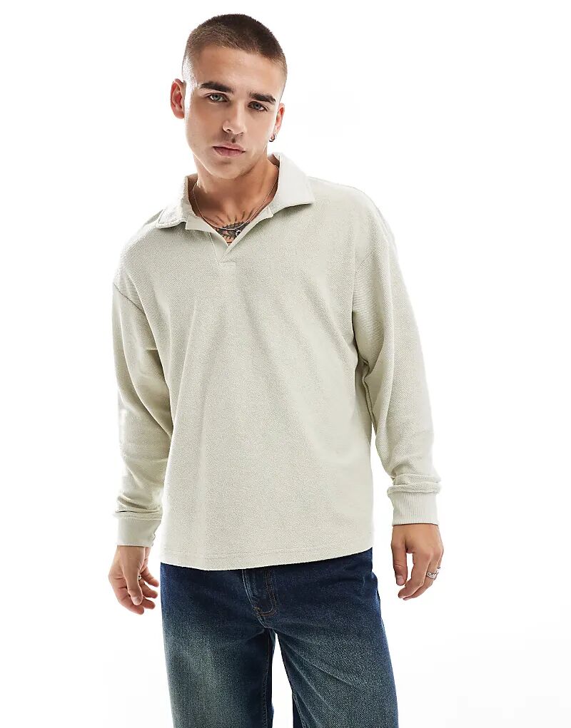 

Футболка-поло Cotton On с текстурой цвета слоновой кости для регби Cotton:On