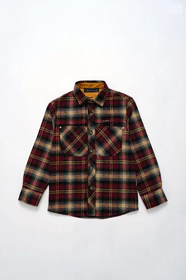 Детская рубашка для мальчиков с длинным рукавом Lumberjack Shirt Doctor Junior, Burgundy Mustard — фото 3