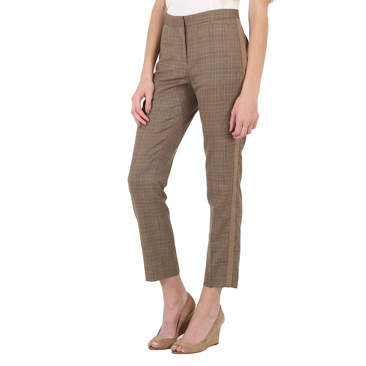 Брюки прямого кроя с принтом Houndstooth Check Tailored Trousers Burberry, Beige — фото 2
