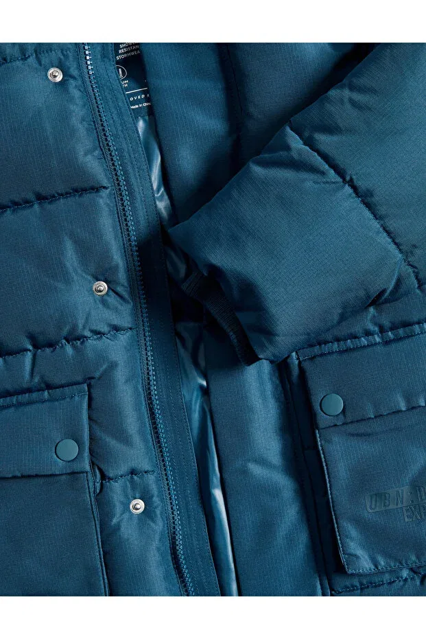 Детское зимнее пальто для девочек стеганое с капюшоном Marks & Spencer, Blue — фото 4