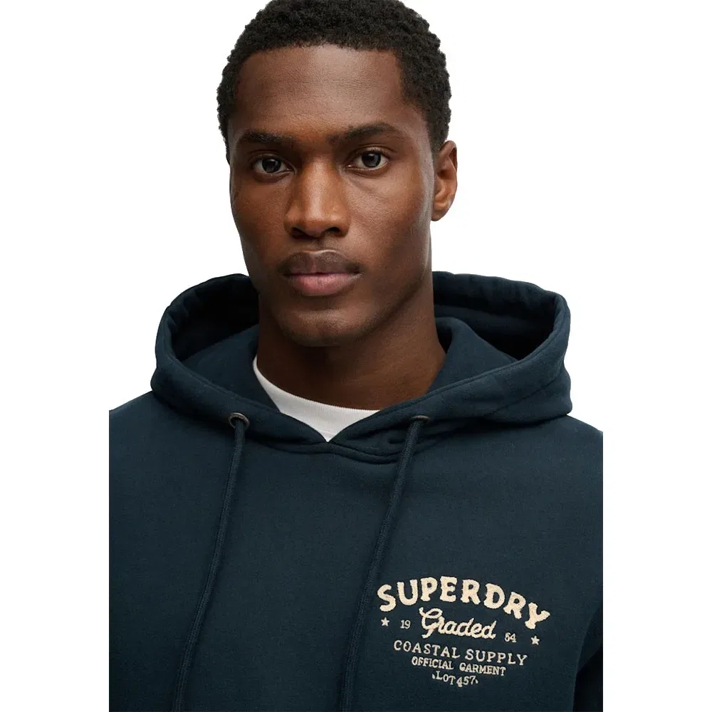 Худи с вышивкой Lo-Fi Dockside Superdry, синий — фото 4
