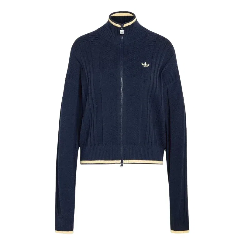 Женская куртка Cable Knit Firebird Track Top Asia SIzing 'Night Indigo' adidas, Night Indigo