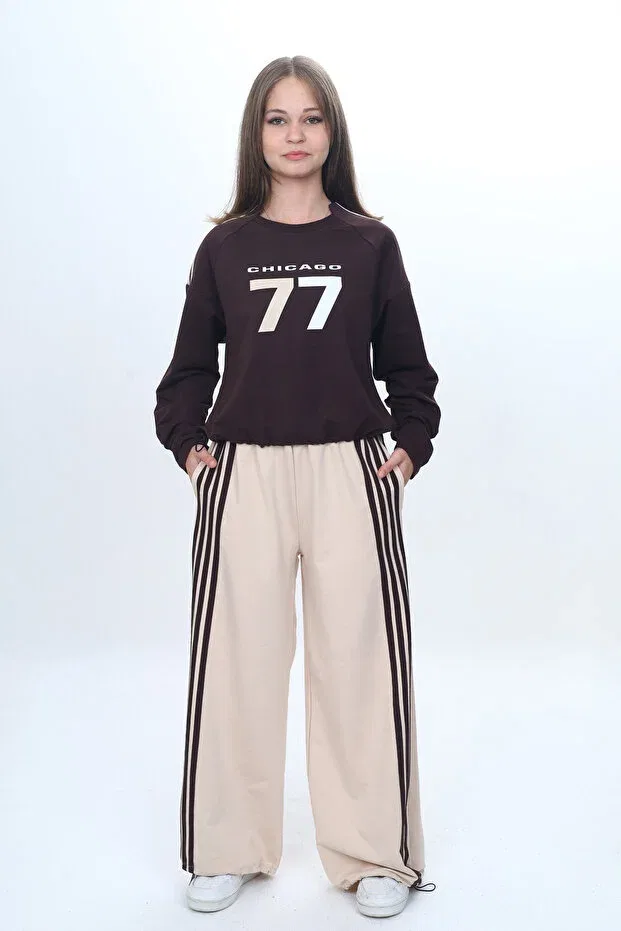 Детский спортивный костюм для девочек хлопковый Relaxed Fit Joui Co, Beige