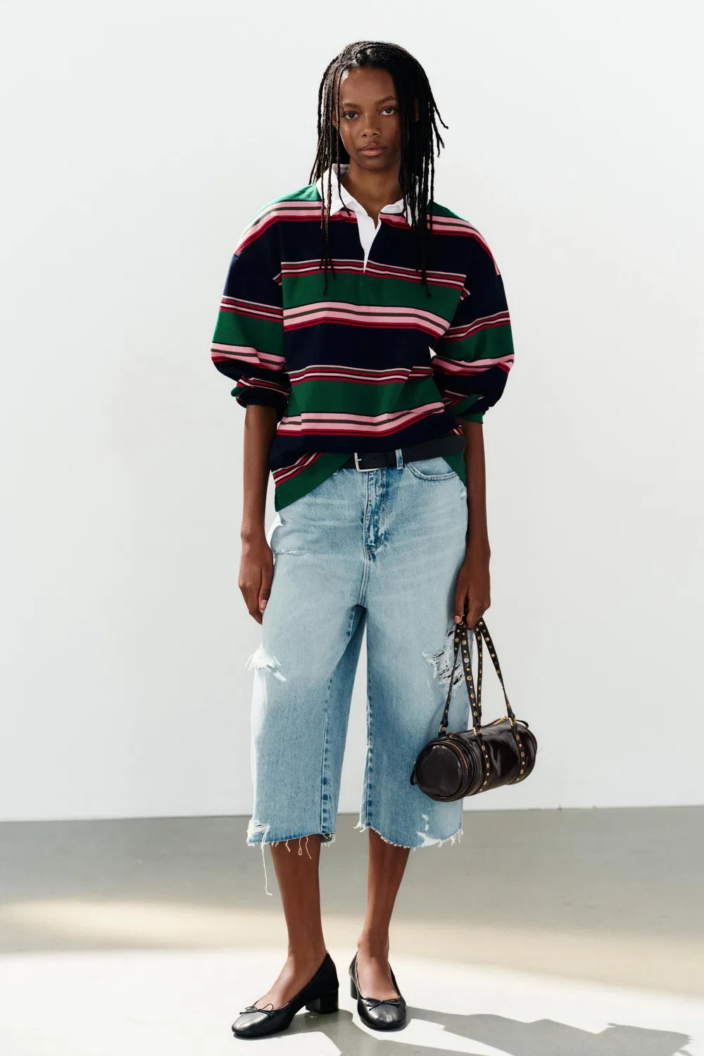 Поло с контрастными полосками ZARA, Multicoloured