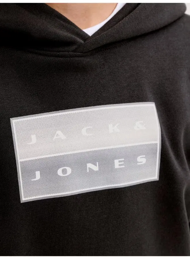 Худи с графическим принтом Youth Fusion Jack & Jones Junior, черный — фото 4