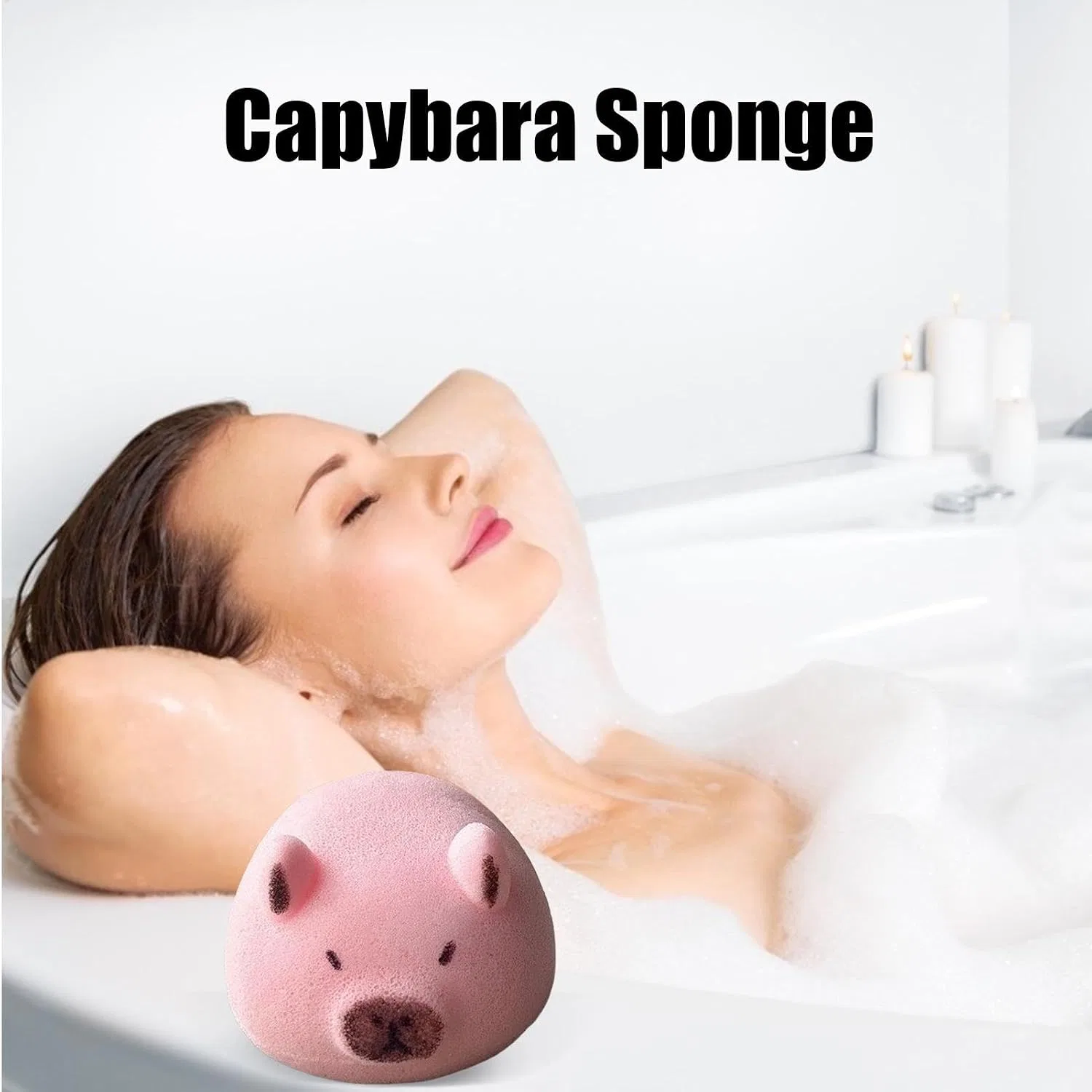 Губка для душа Capybara, из поролона, 12.5x10 см, Rose Generisch — фото 2