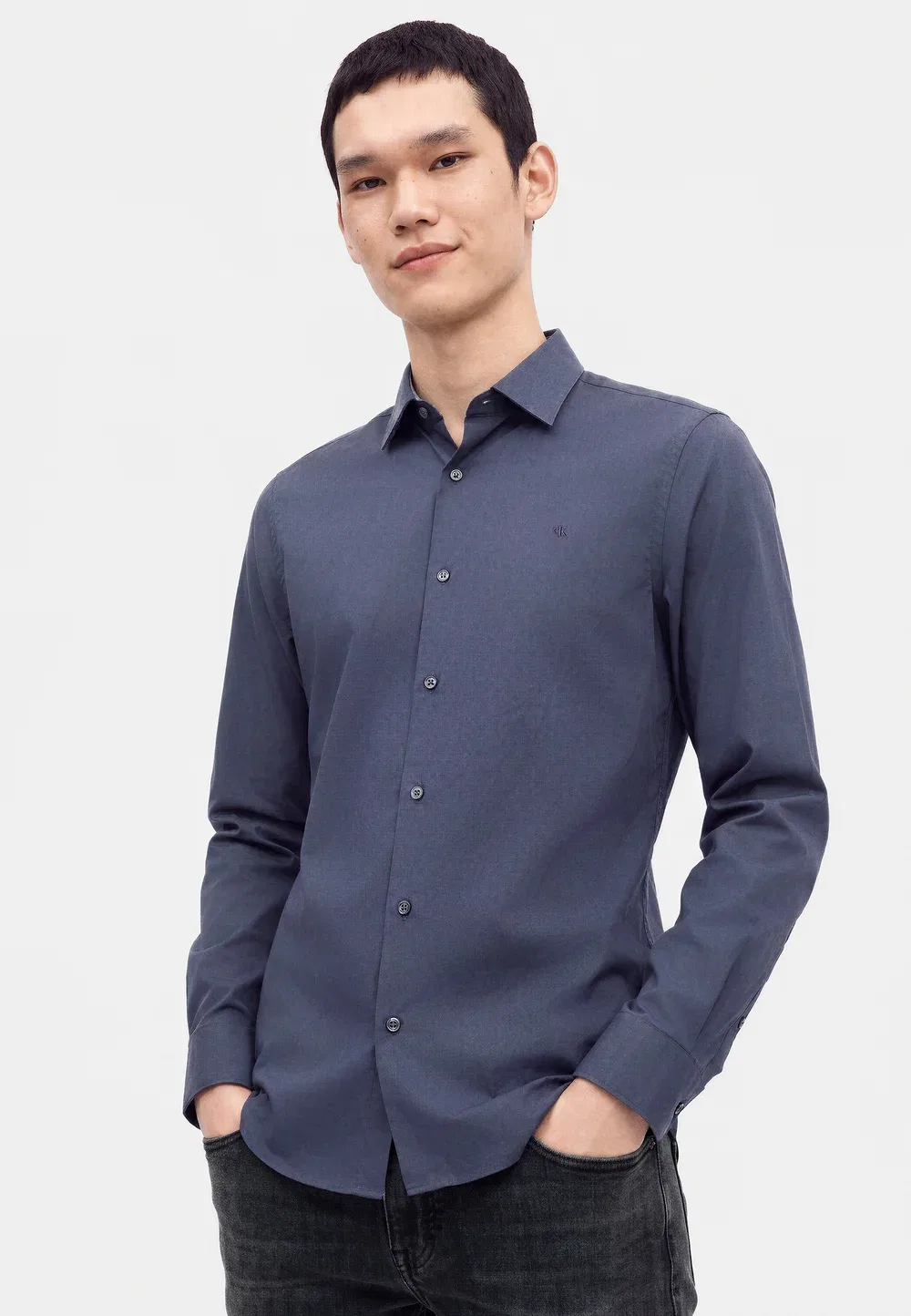 Узкая рубашка Calvin Klein, Crown Blue — фото 4
