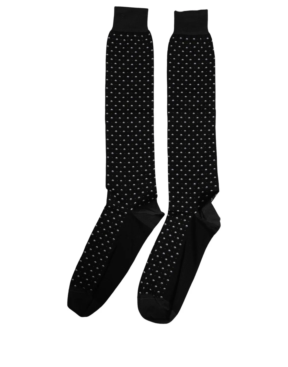 Мужские носки с принтом горошек выше щиколотки Black Polka Dot Over The Calf Dolce & Gabbana, черный