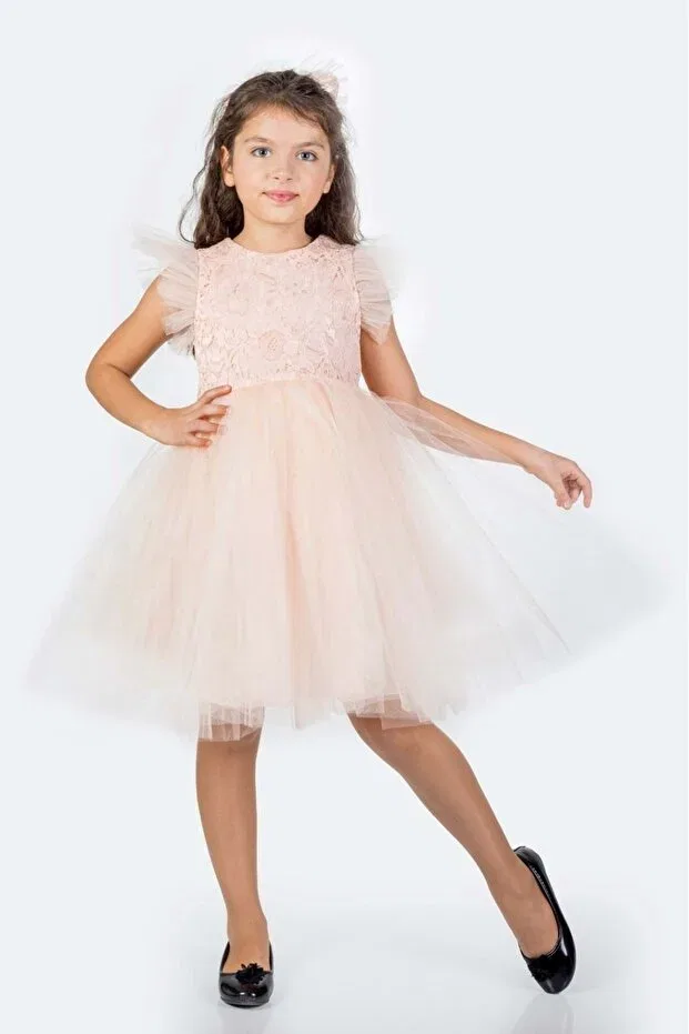 Детское платье для девочек кружевное Mnk Baby&Kids, Salmon — фото 3