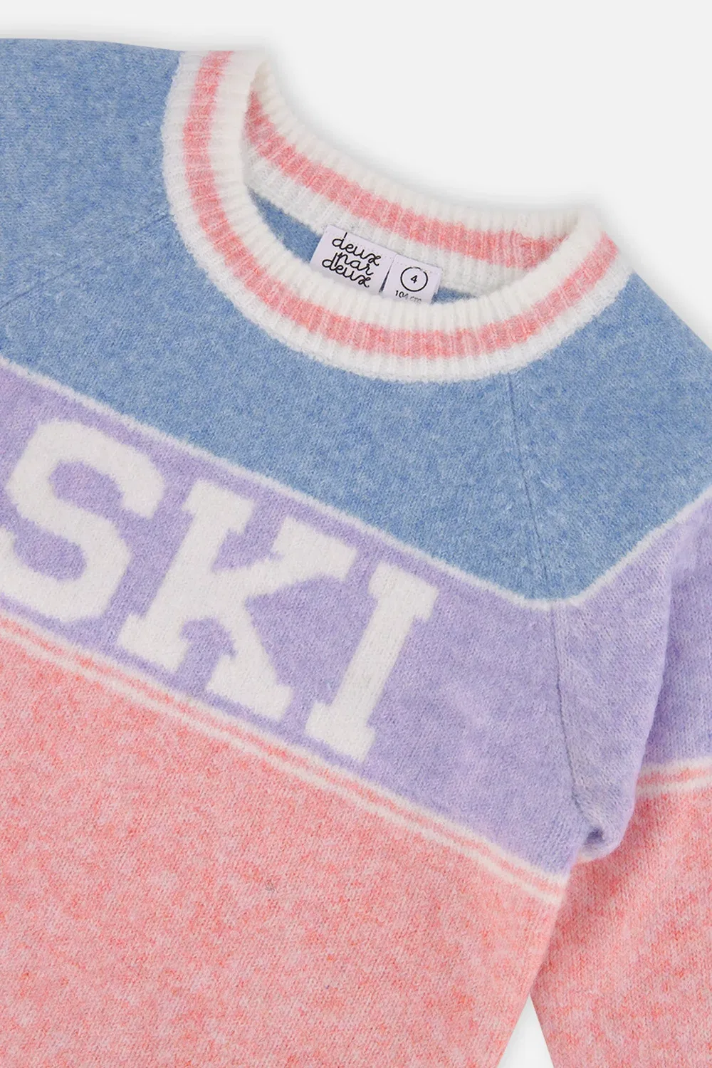 Детский свитер с жаккардовым принтом Ski Jacquard Deux par Deux, Light Blue And Light Pink — фото 3