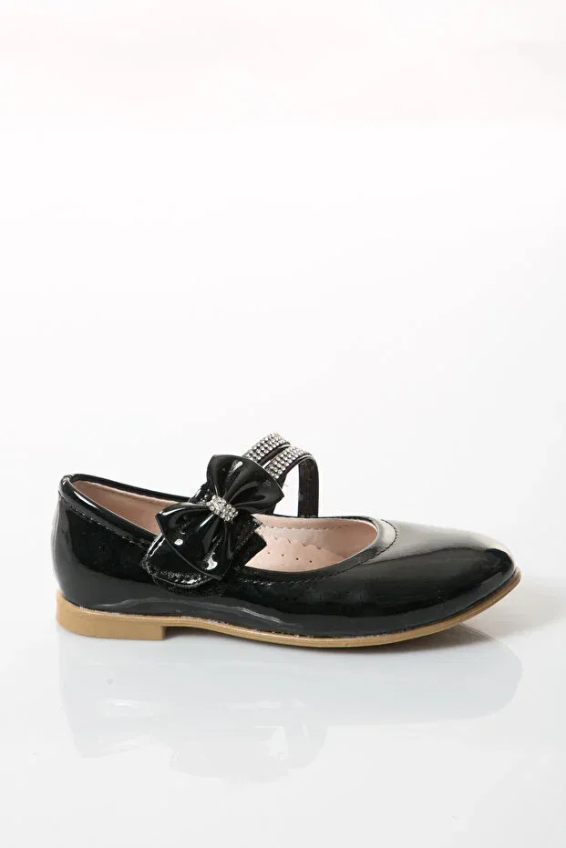 Детские балетки для девочек с коротким каблуком Babet 24c 153 Shoes Time, Black Rugan
