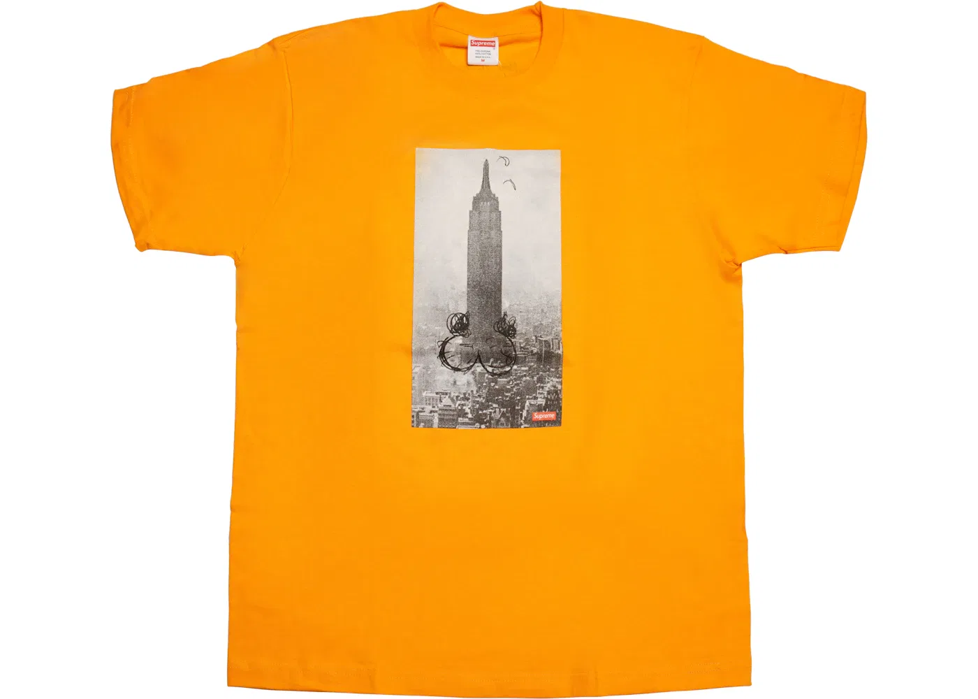 Мужская футболка с принтом Supreme Mike Kelley The Empire State Building Tee, Bright Orange