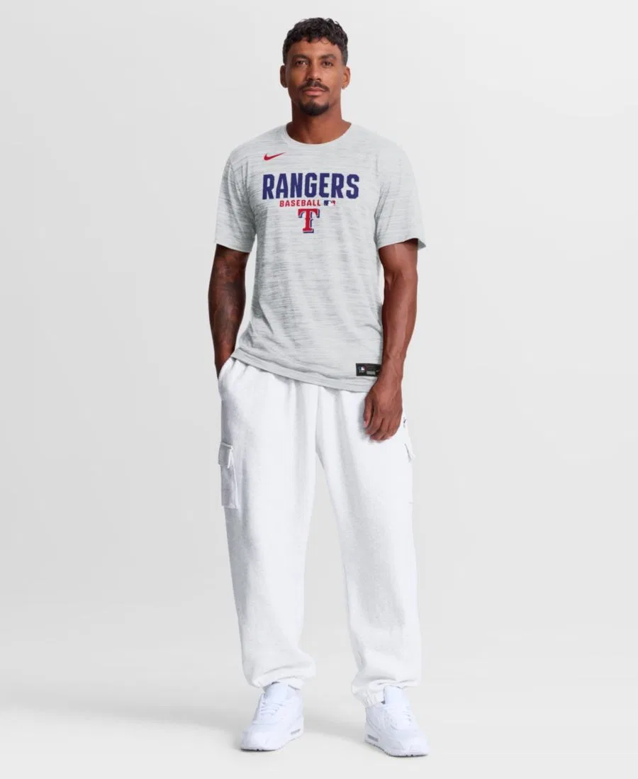 Мужская белая футболка Texas Rangers из аутентичной коллекции Velocity Dri-FIT Nike, White — фото 2