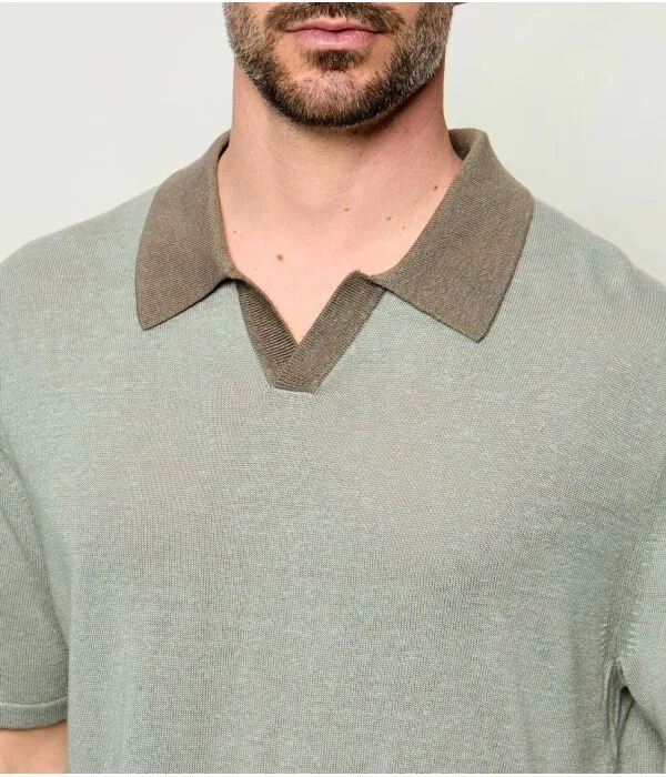 Мужское поло свободного кроя из льняной смеси Polo Johny Calvin Klein, Pistacchio — фото 4