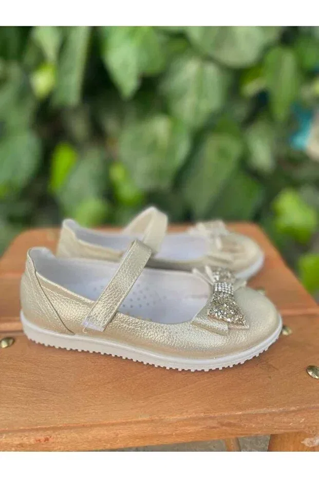 Детские балетки для девочек с пайетками Princess Findify Store, Gold — фото 3