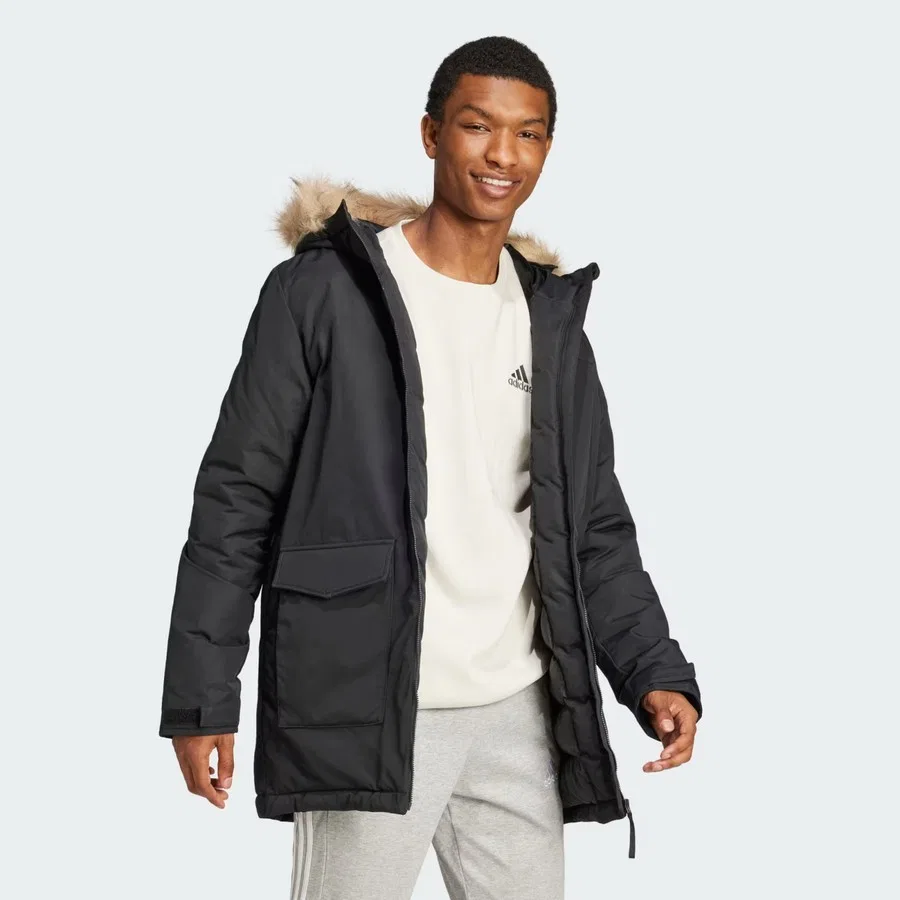 Мужская куртка-парка с принтом, 3/4 рукав, adidas, Черный — фото 3