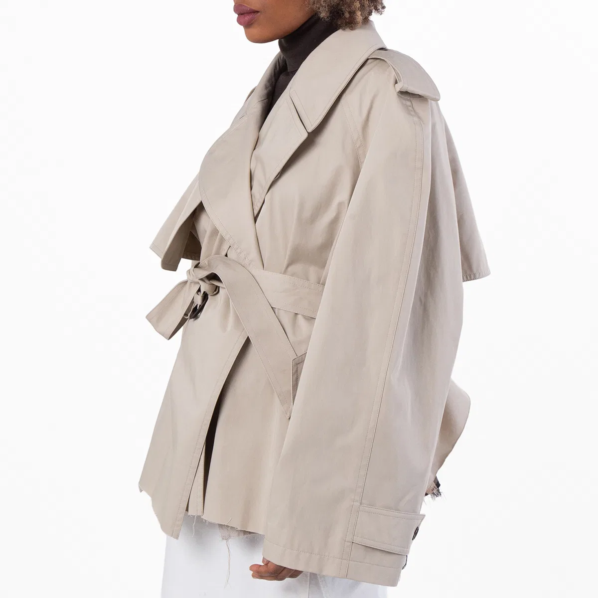 Пальто-тренч укороченное Classic Fit Cropped Trench Coat Balenciaga, Beige — фото 2