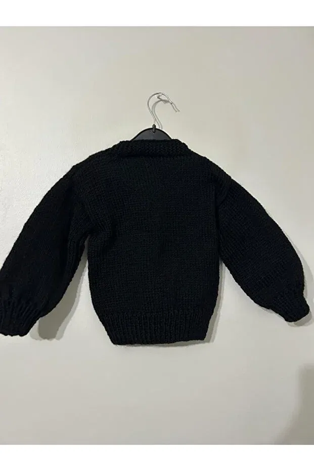 Детский вязаное кардиган без рукавов Hand knitted cloud cardigan El Örgüsü Cici Bebe, Черный — фото 3